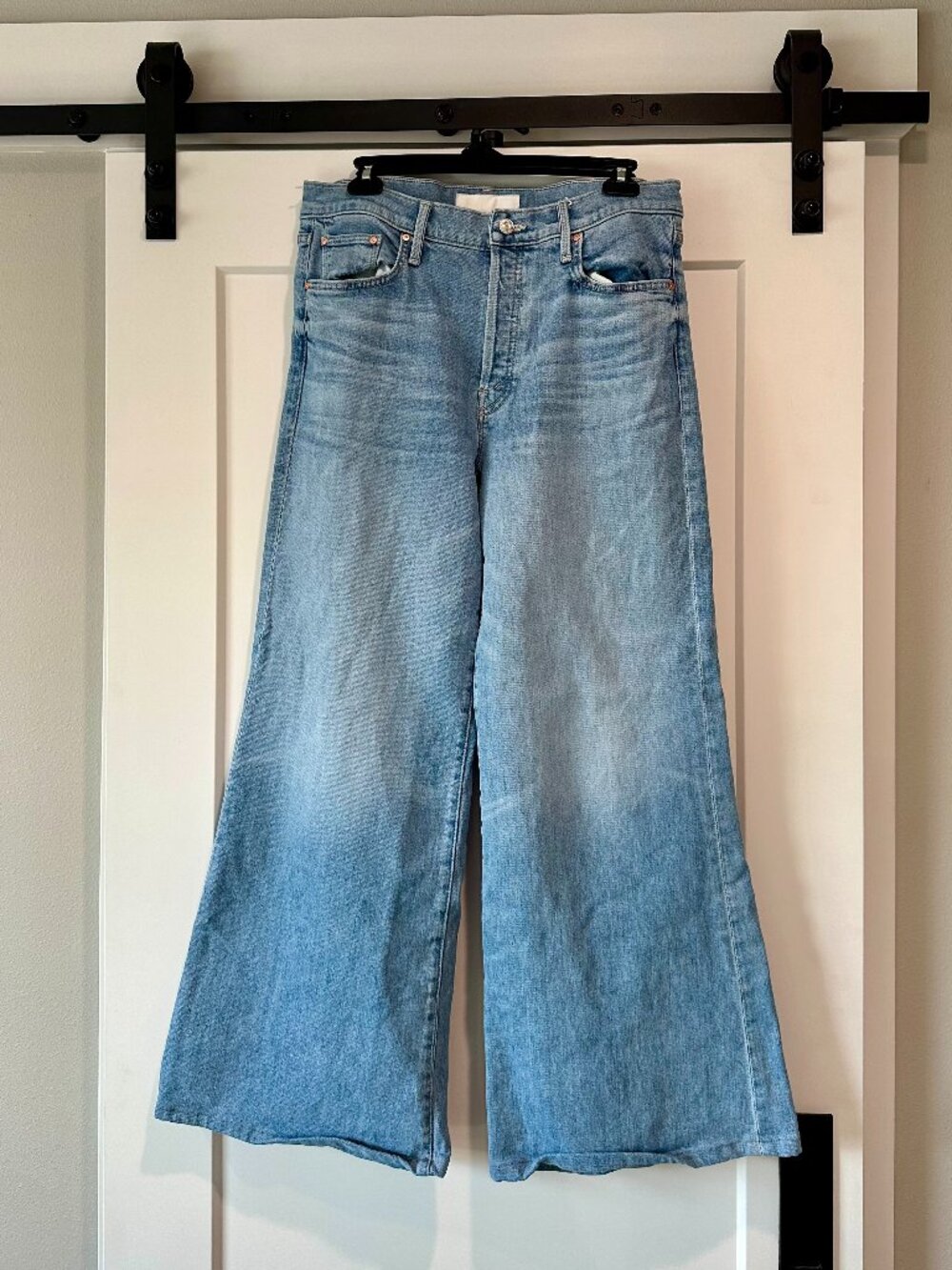 MOTHER The Tomcat Roller Skimp Jeans Puzzled Light Wash Wide Leg Size 32
